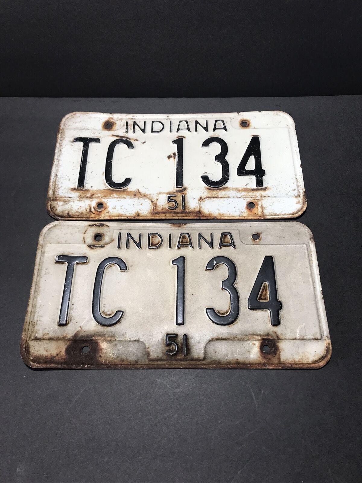 Vintage Indiana 1951 License Plates Matched Pair Fulton County TC 134