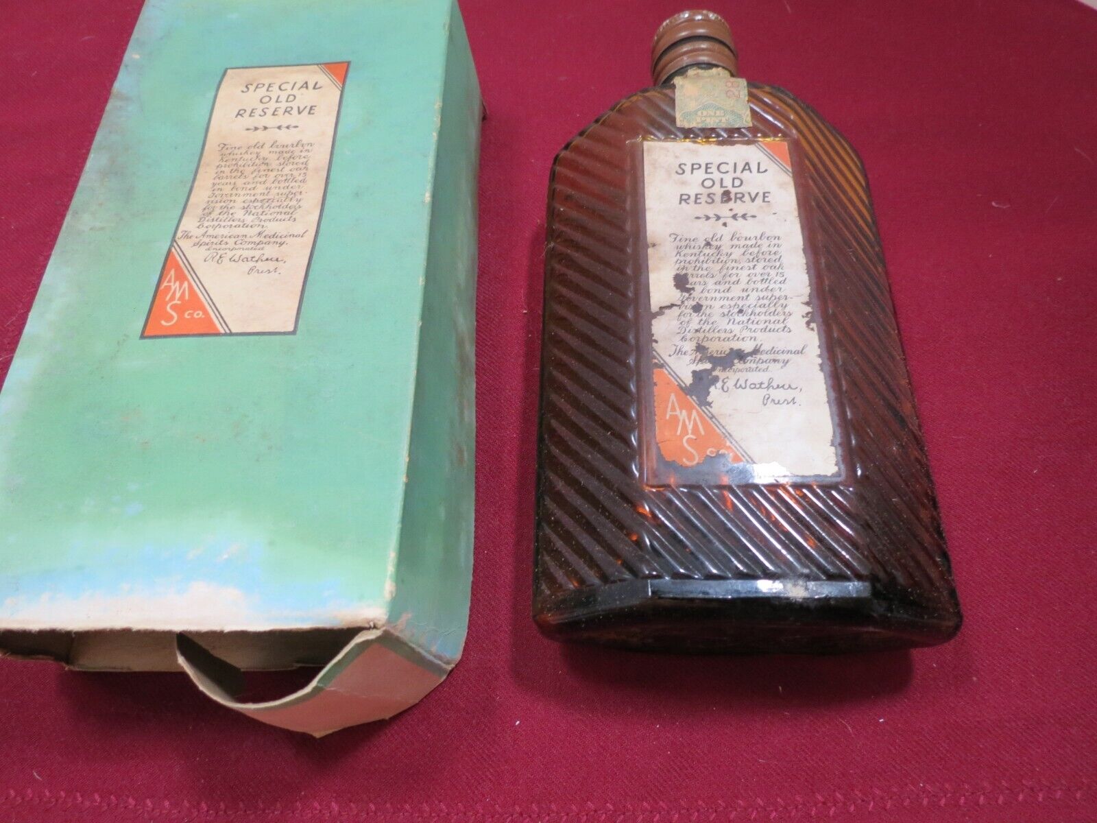 Vintage Harry E Wilken Special Old Reserve Bourbon Bottle Pre-Prohibition RARE 