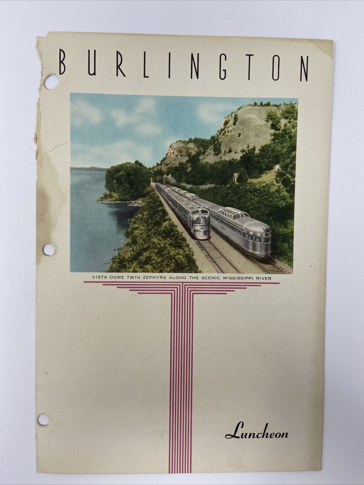 1948 Burlington Route Railway Luncheon Menu Damaged Vintage Retail Credit Assoc.