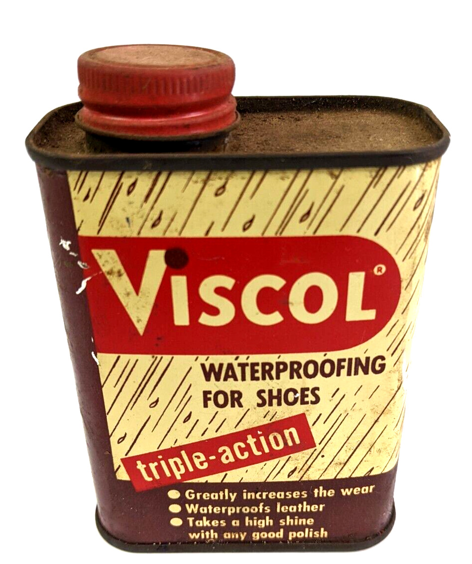 Vintage VISCOL Waterproofing For Shoes Tin Can Triple Action empty 12oz