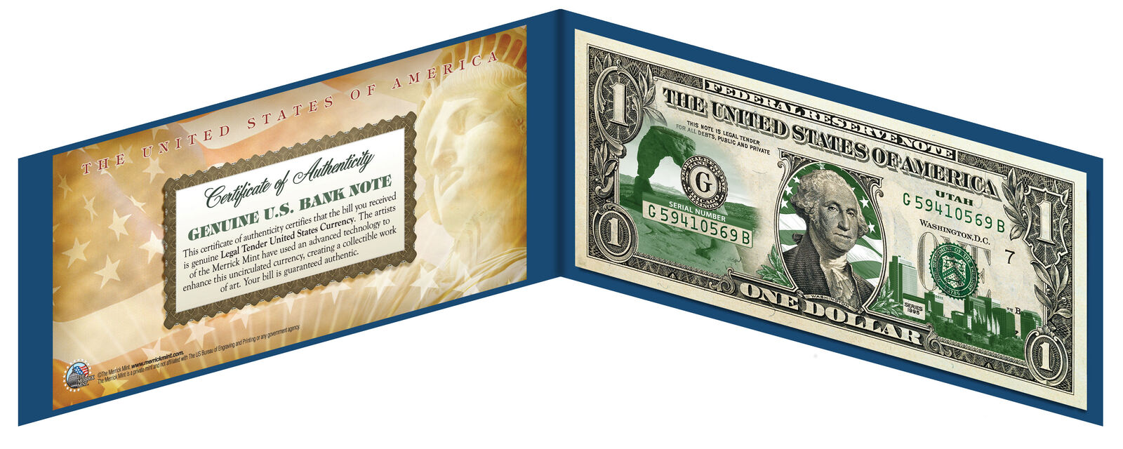 UTAH State $1 Bill *Genuine Legal Tender* U.S. One-Dollar Currency *Green*