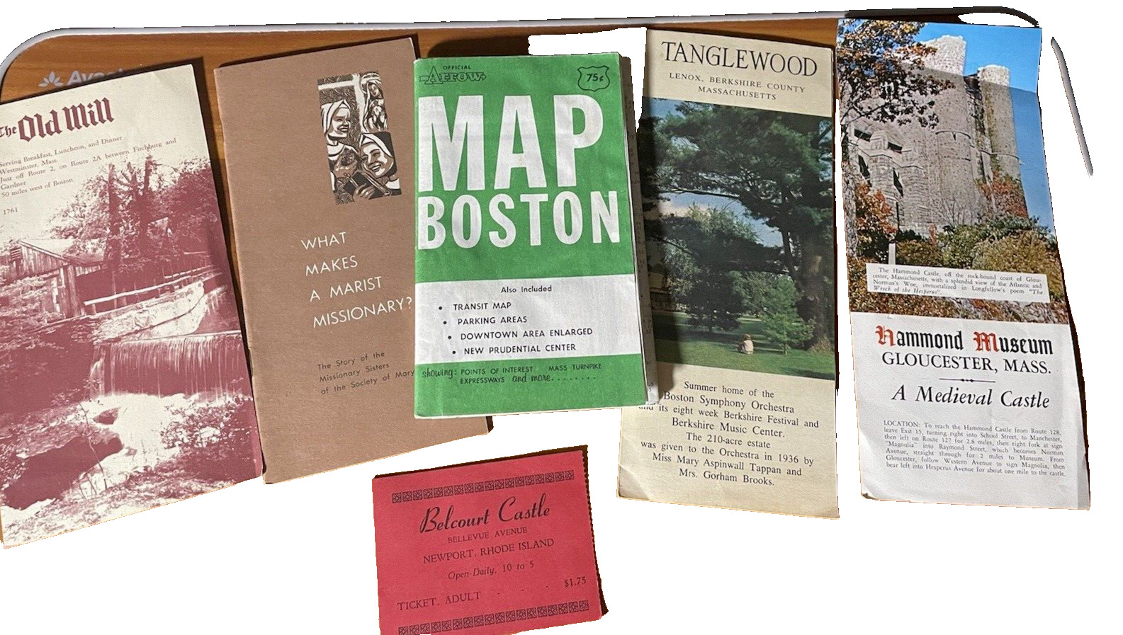 Vintage Lot Arrow Map Boston MA Brochures Hammond Museum Old Mill Tanglewood