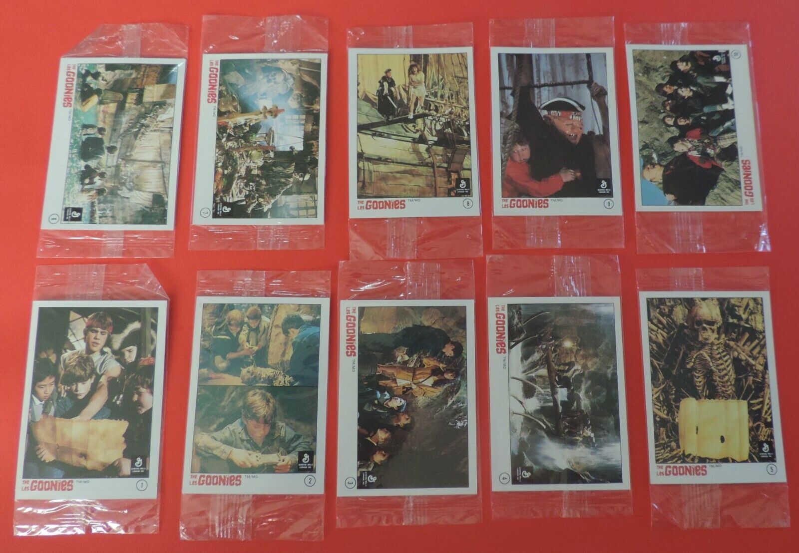 EXTREMELY SCARCE 1985 GENERAL MILLS THE GOONIES COMPLETE SEALED 10 CARD SET L@@K