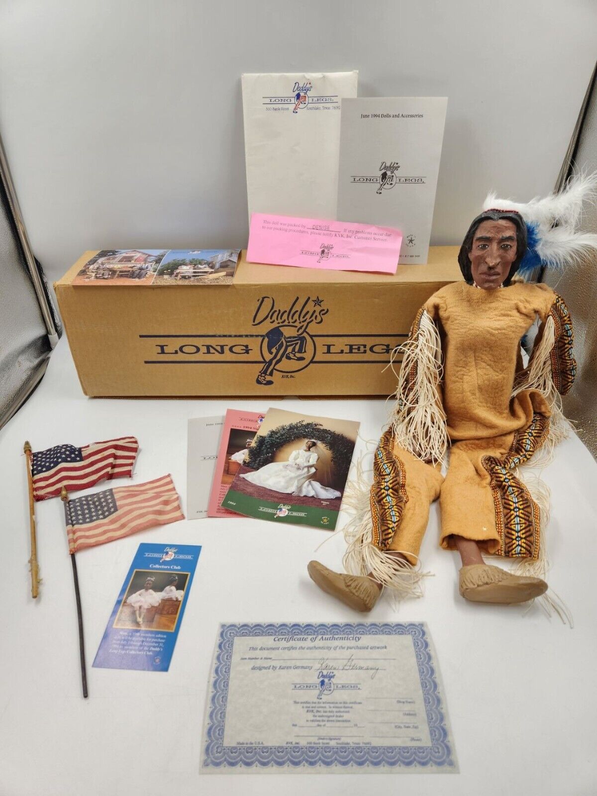 Daddy's Long Leg Doll STILL RIVER 1991 With Box & COA Native American