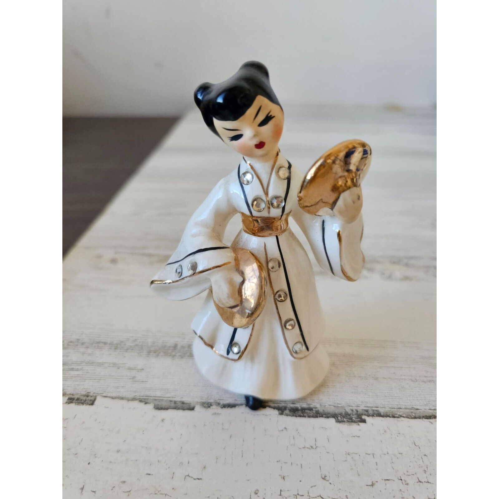 Vintage lefton geisha girl band symbol 2164 statue figurine porcelain