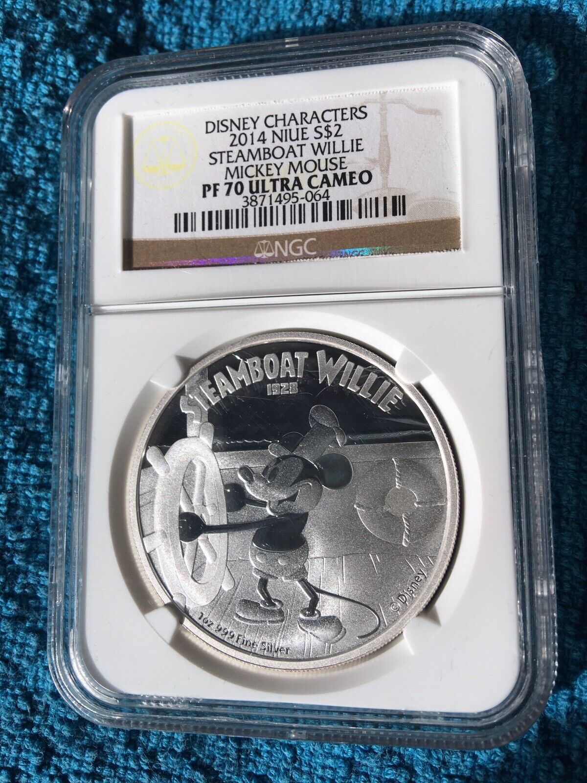 2014 Disney Niue Silver $2 Steamboat Willie Mickey Mouse NGC PF70 Ultra Cam Coin