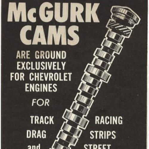 1965 MCGURK ENGINEERING CAM CHEVY ENGINE PRINT AD DRAG STREET STRIP TRACK RACING