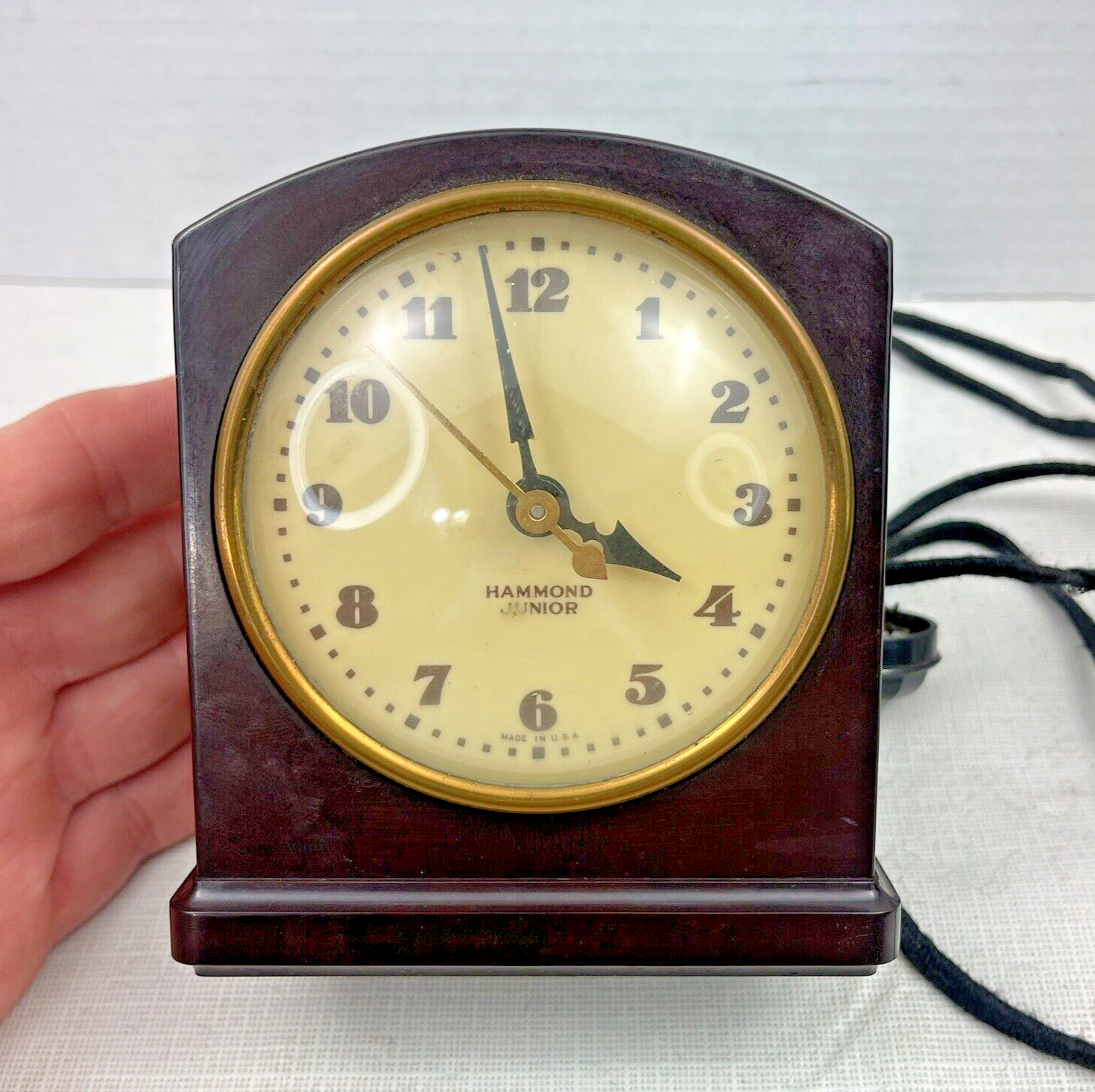 Vintage Hammond Junior Synchronous Electric Alarm Clock 1930s Art Deco Bakelite