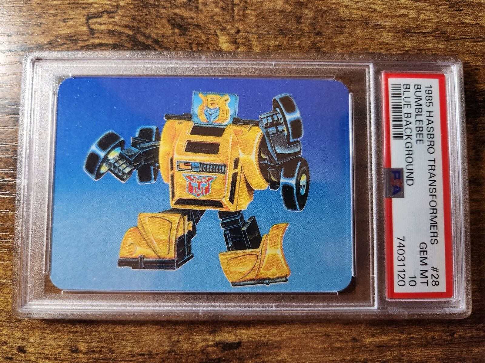 1985 Hasbro Transformers Bumblebee Blue Background PSA 10 Gem Mint RC #28 Pop 3
