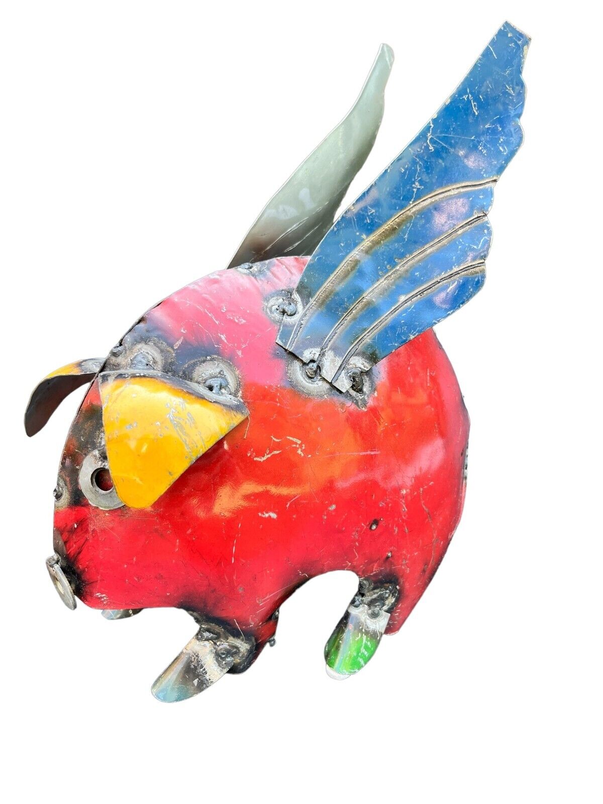 Flying Pig Mexican Metal Folk Art Figurine Decor