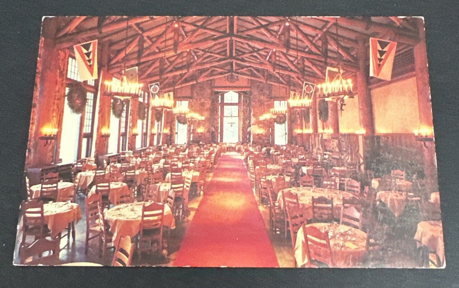 Vtg Postcard: Dining Room Ahwahnee Hotel-Yosemite~Herbert E Smith Color photo