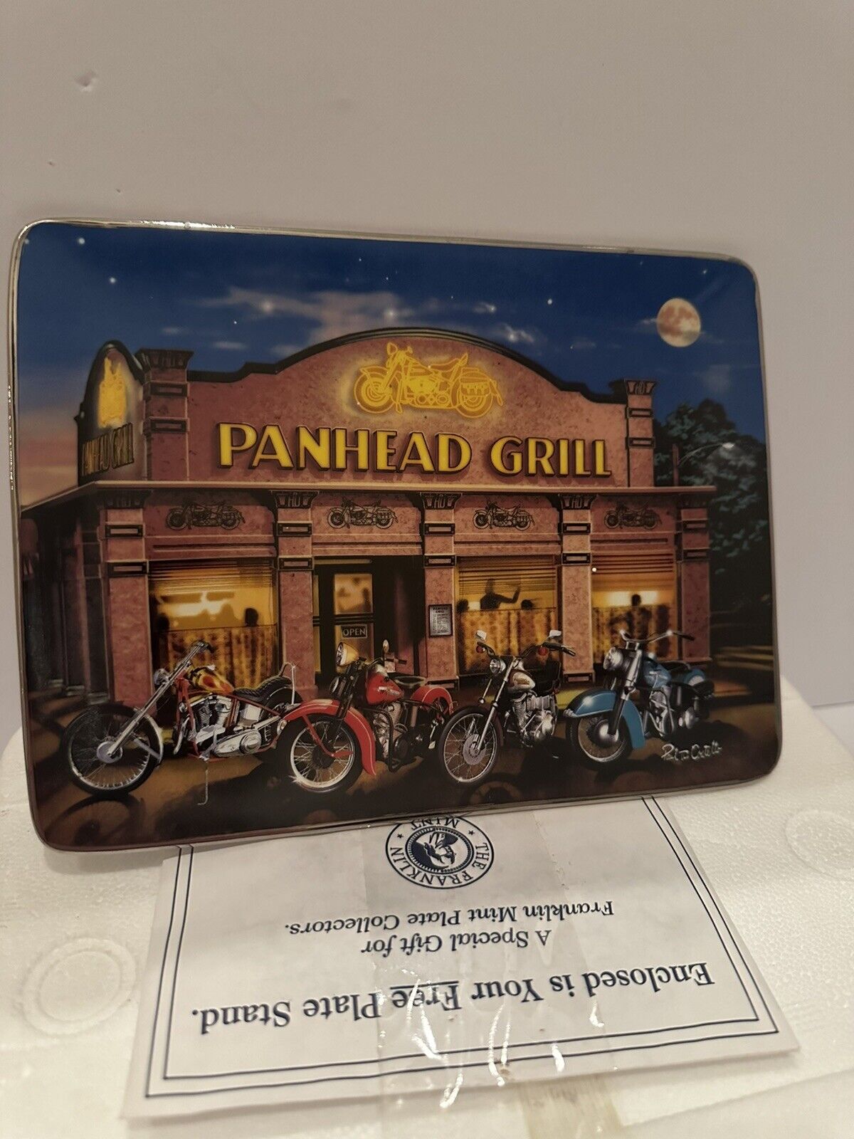 Harley Davidson Franklin Mint Panhead Grill Collectible Plate W/ COA