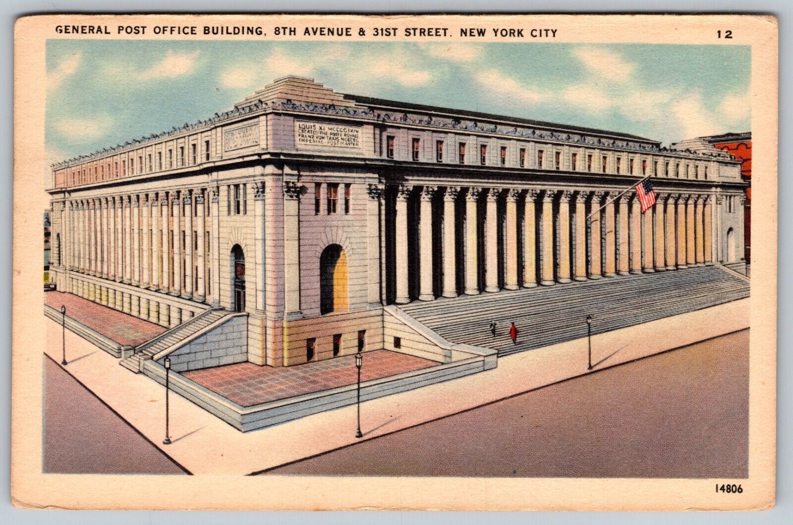 POST OFFICE NYC NEW YORK VINTAGE 1910 Vintage POSTCARD 8TH AVE 31ST STREET
