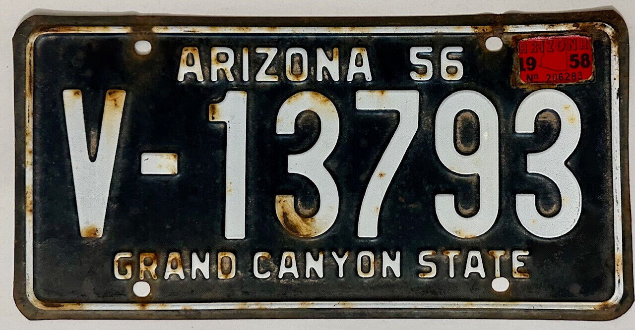 1956-1958 ARIZONA License Plate - AZ #V-13793