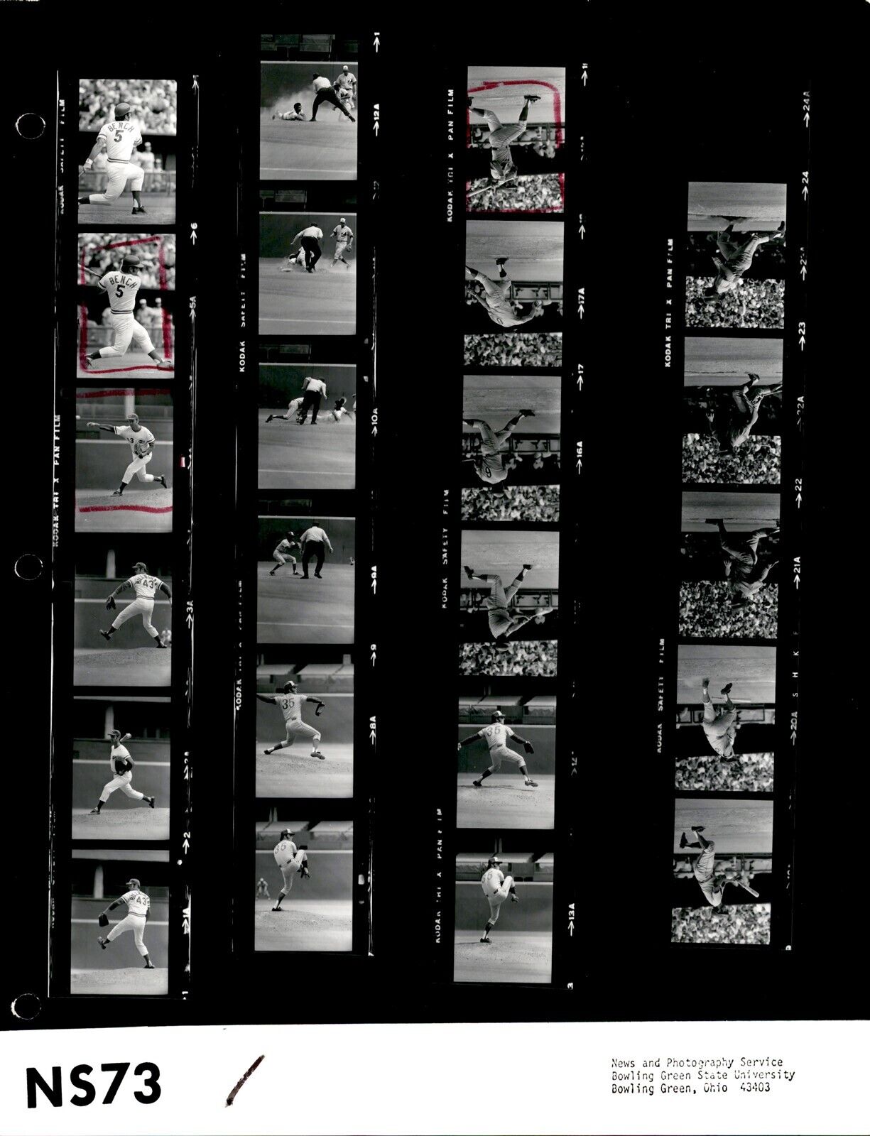 LD342 1973 Original Contact Sheet Photo CINCINNATI REDS vs MONTREAL EXPOS