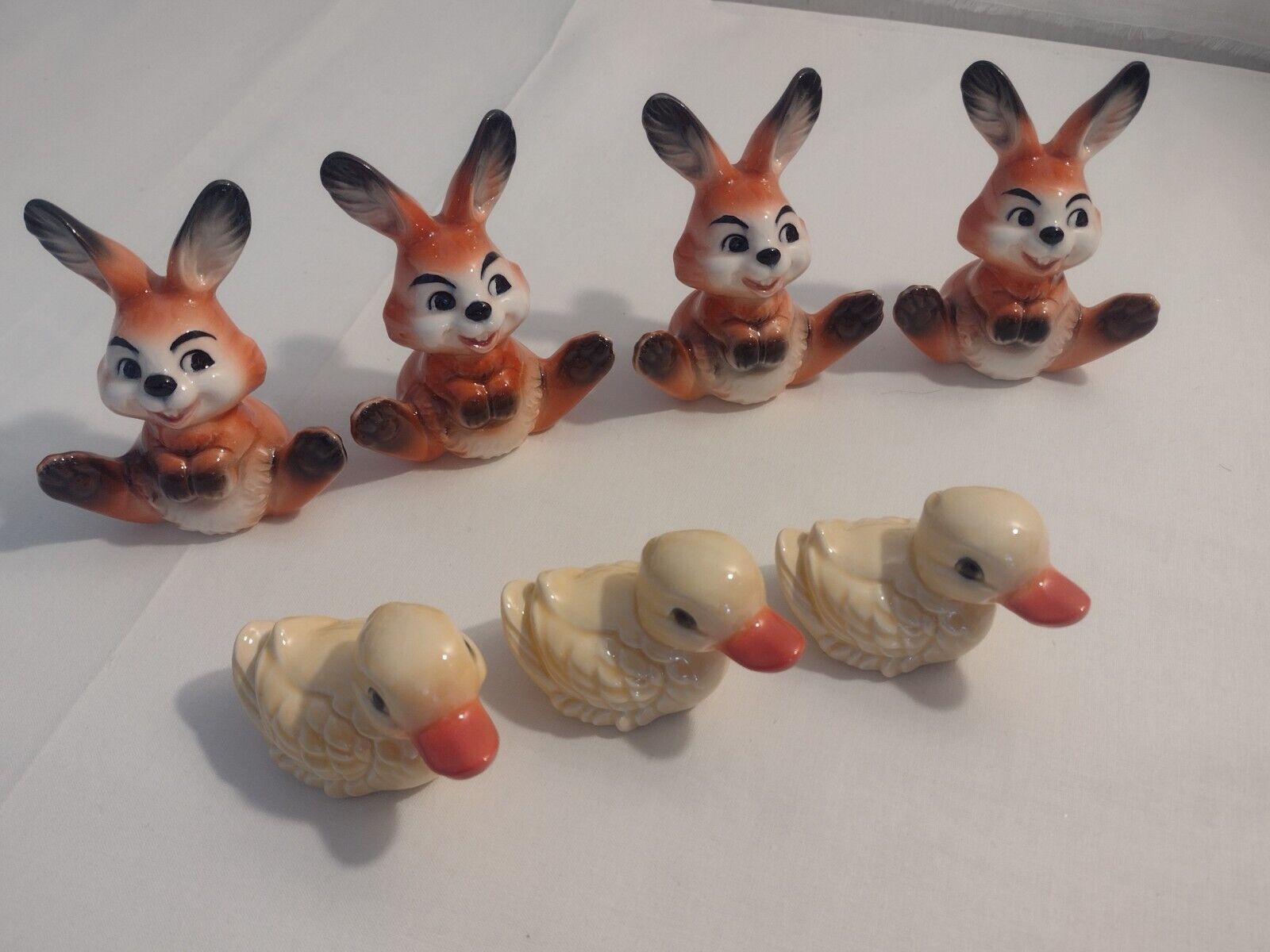 Vtg 7 Pcs. West Germany Goebel 4 Bunny Rabbit 3 Baby Ducks 