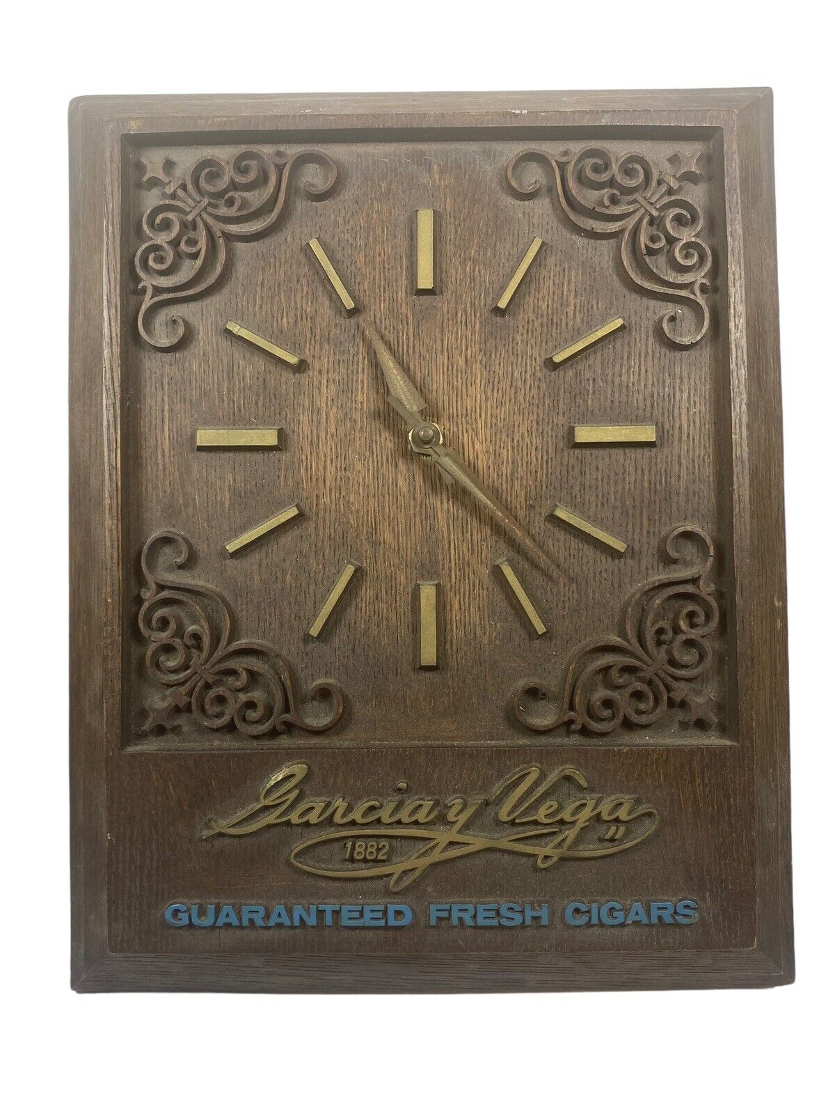Vintage Garcia Y Vega 1882 Wall Hanging Clock ~12”x14” Working Very Rare 1940/50