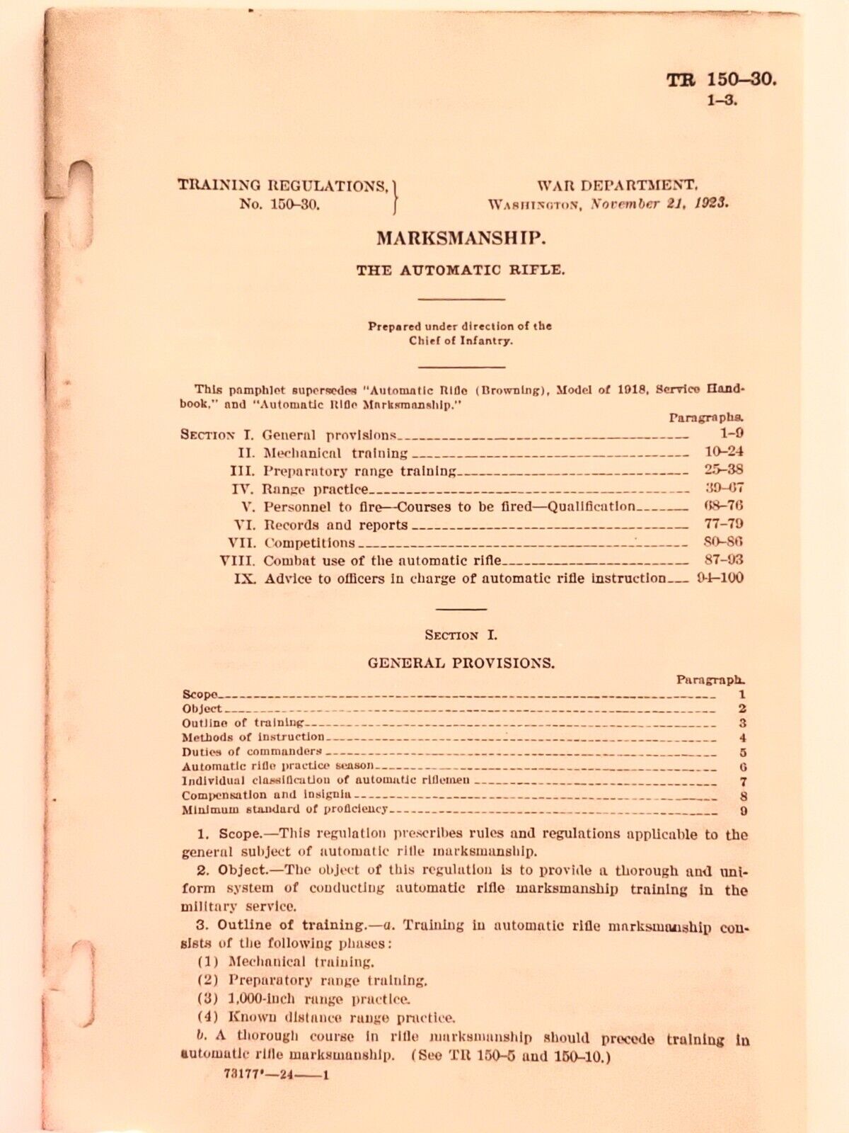 Interwar Training Regulation - Marksmanship: The Automatic Rifle (1923)