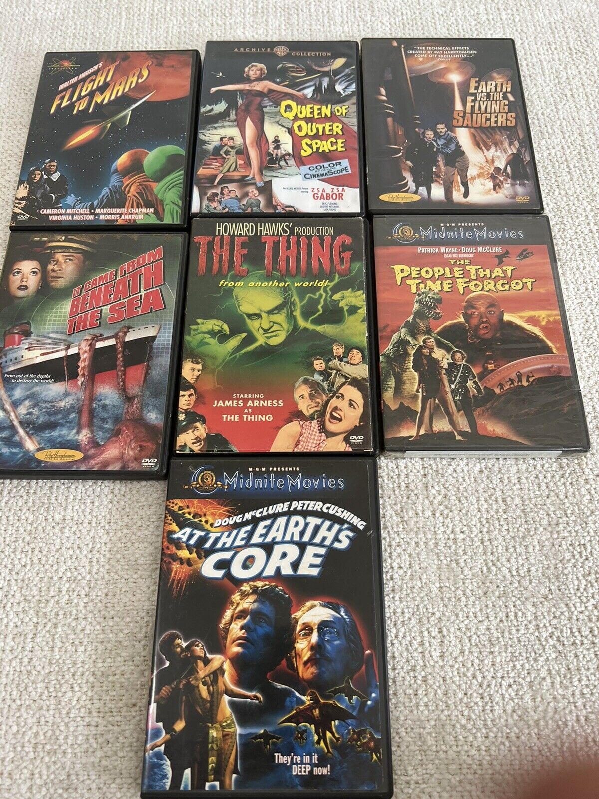 Lot Of 7 Vintage Science Fiction B Movies DVD The Thing  Outer Space Mars Aliens