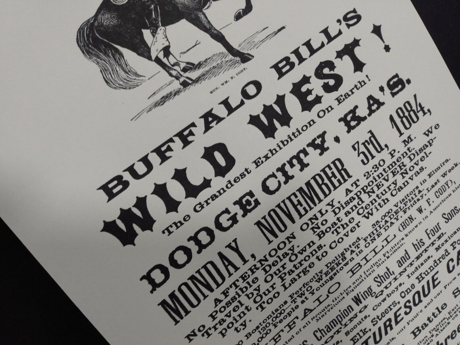 1884 Buffalo Bill Poster Dodge City Kansas Wild West Poster
