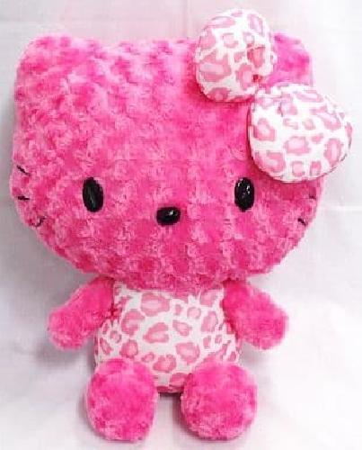 Hello Kitty Jumbo Plush Sitting H17.7” Leopard Print Rose Boa Doll GJ