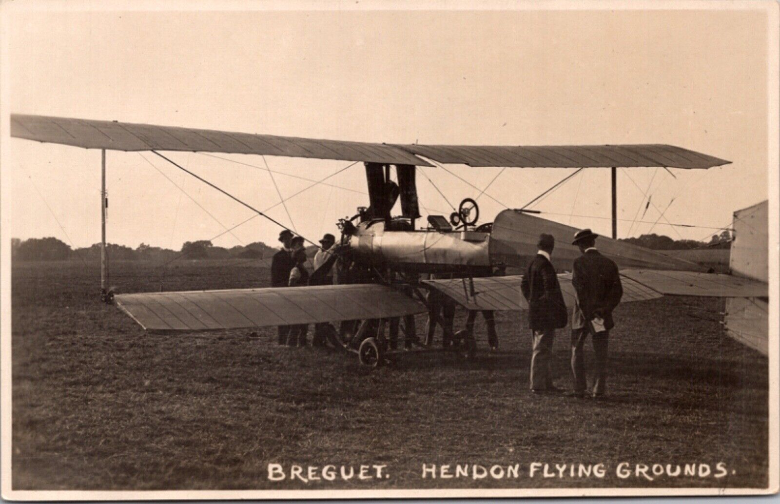 Real Photo Postcard Breguet Hendon Flying Grounds, London England
