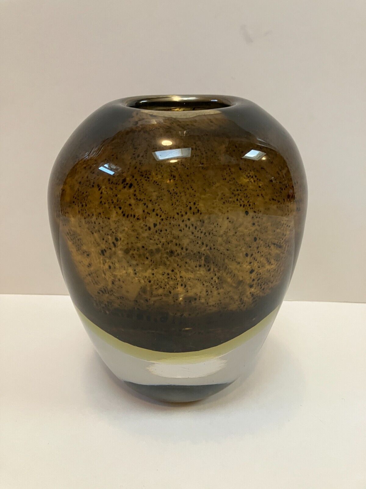 Vintage Amber  Glass Vase Possibly Gunnar Ander Lindshammar Good Condition