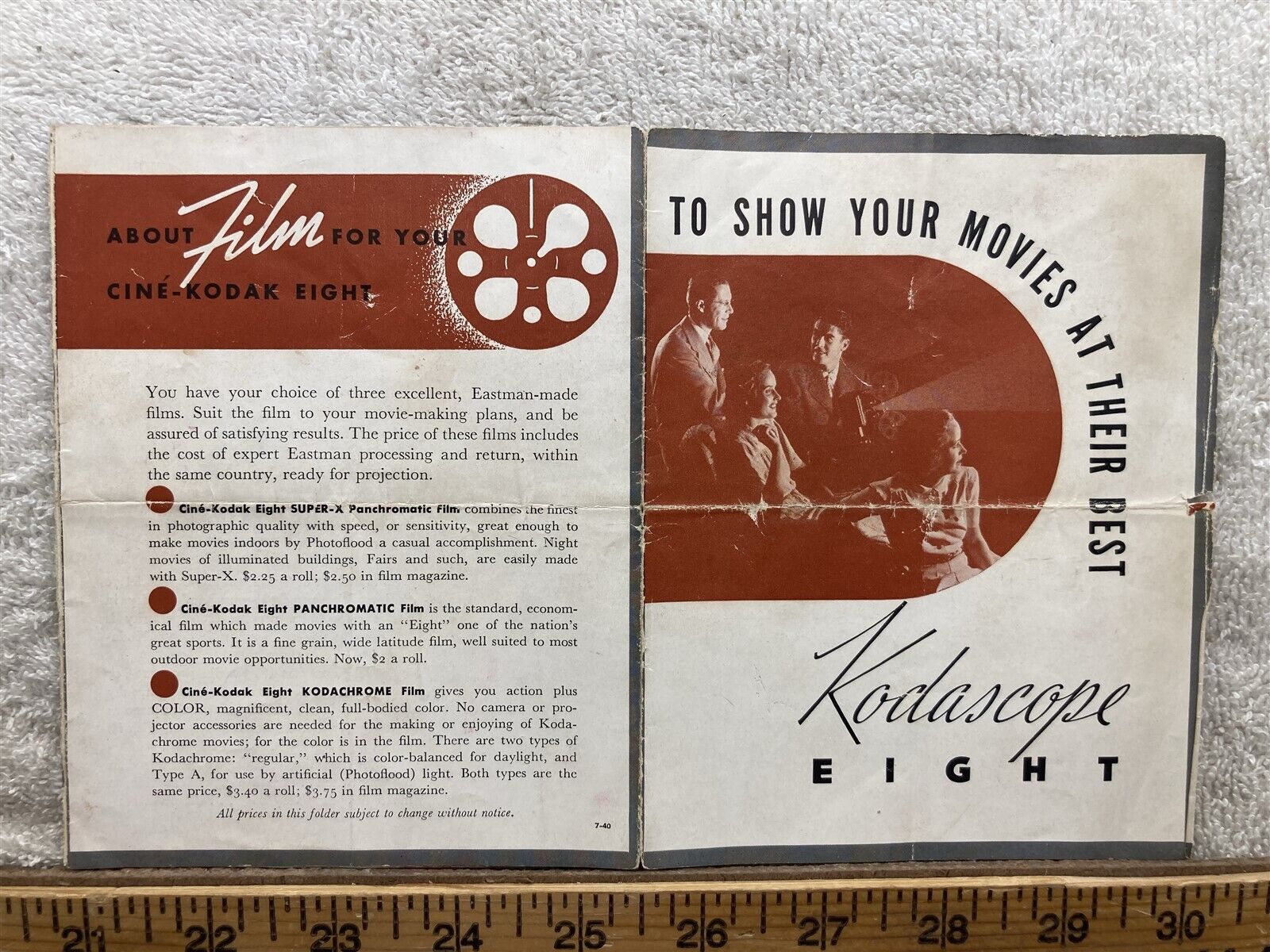1940 Kodascope Eight Model 50 70 20 Movie Projector Brochure  Vtg
