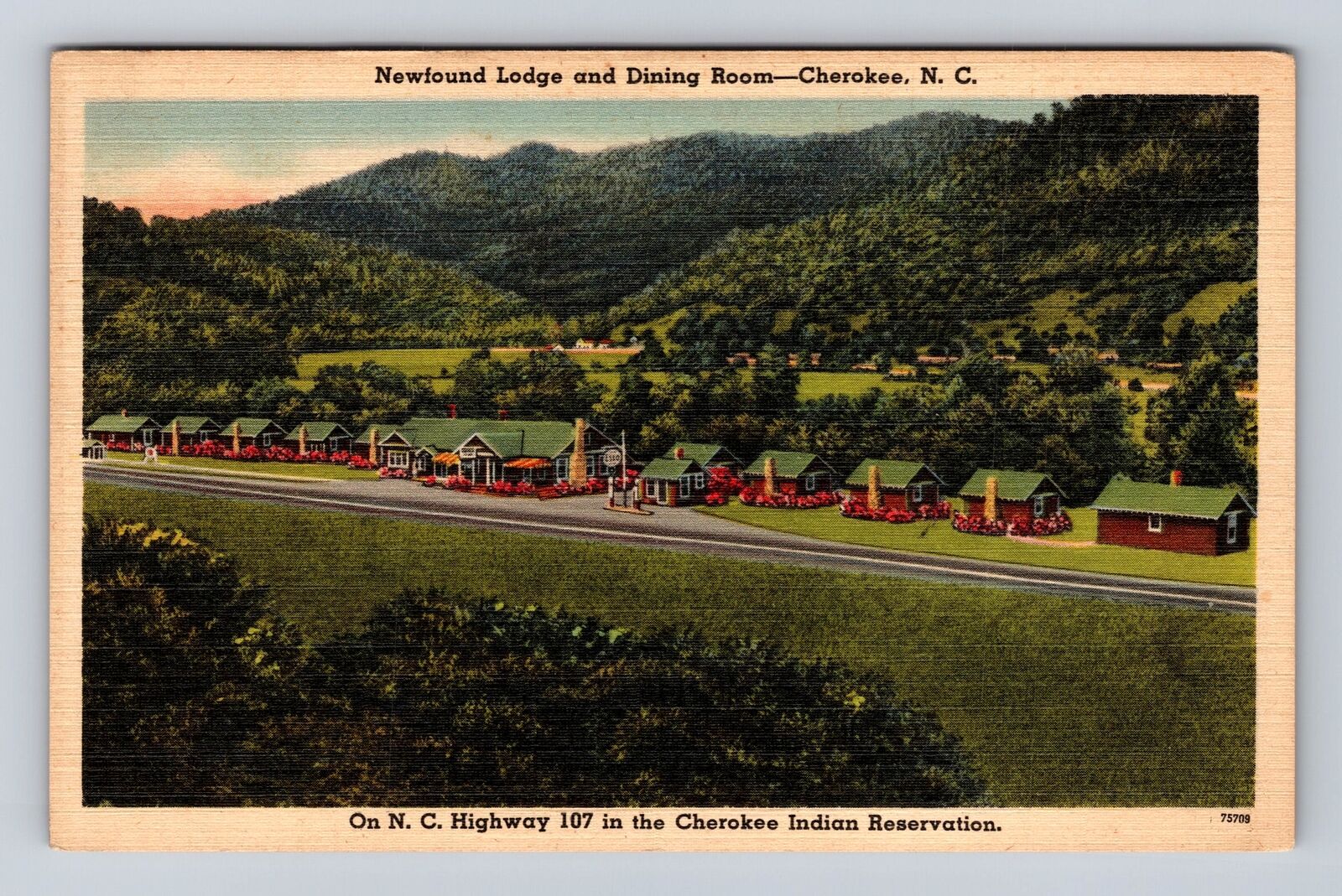 Cherokee NC-North Carolina, Newfound Lodge And Dining Room, Vintage Postcard
