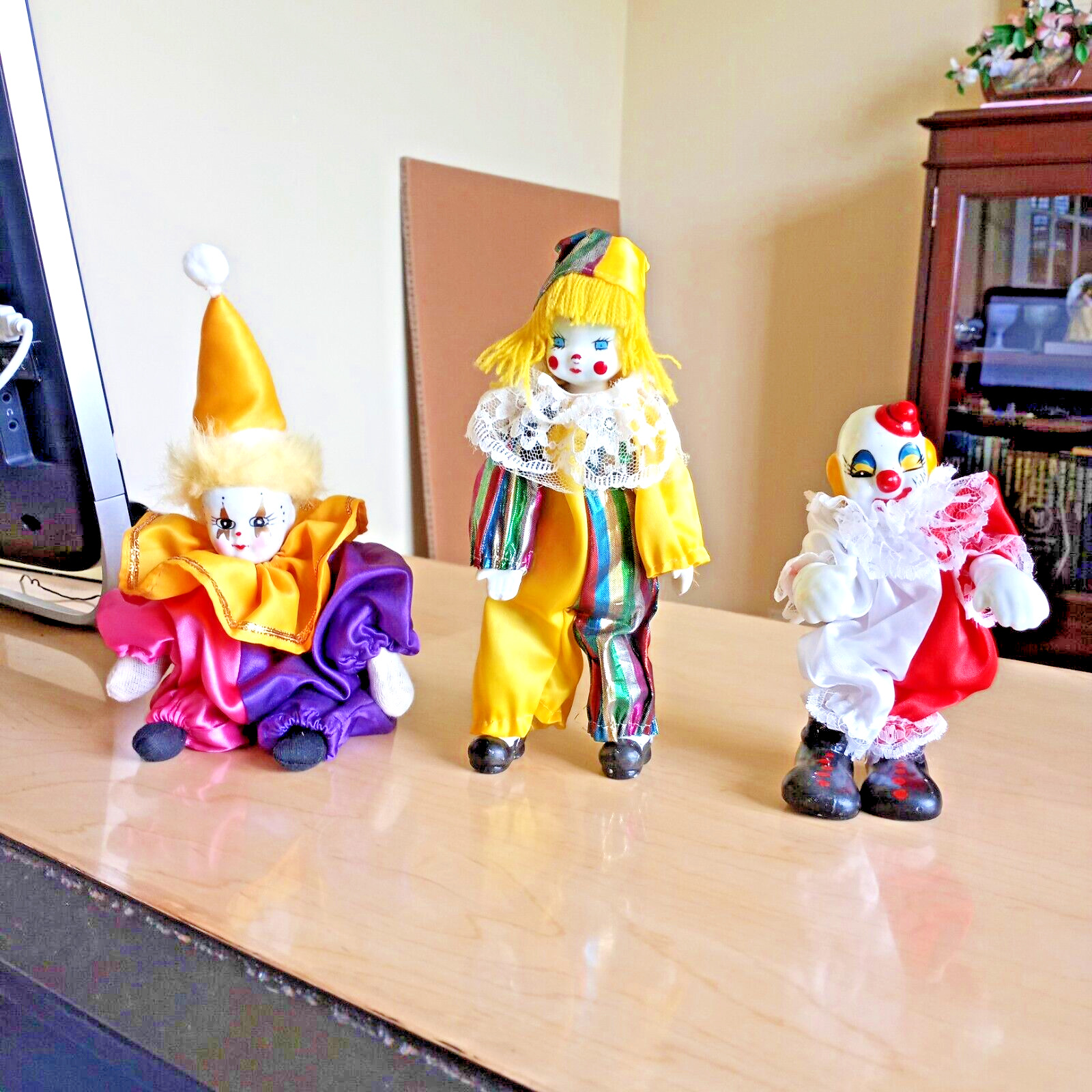 Set of 3 Vintage Collectible Circus Clowns Doll Porcelain Artmark Chicago LTD