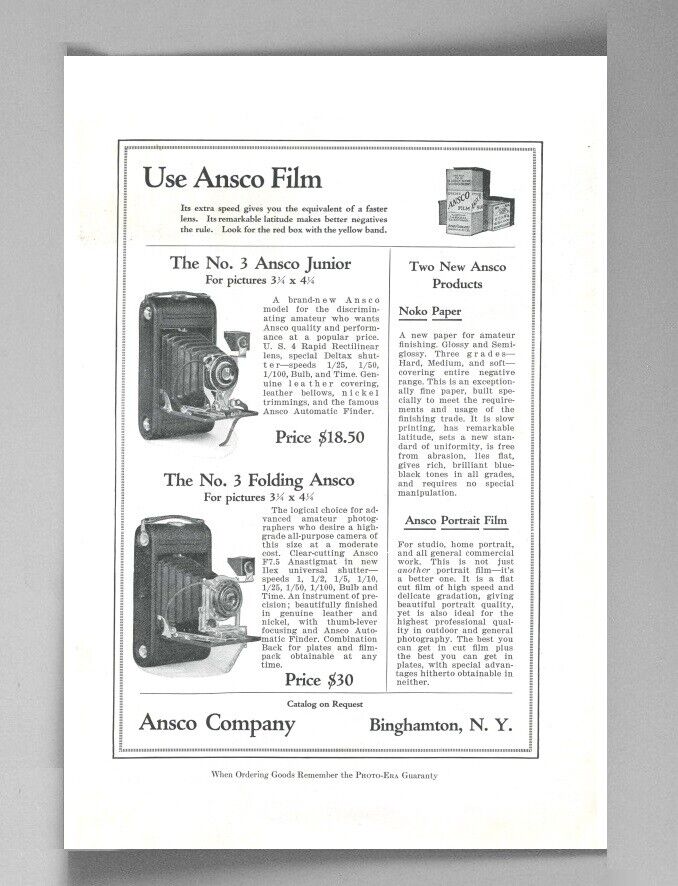 Ansco Cameras / Dallmeyer Dallon Telephoto Lens vintage 1923 Print Ad
