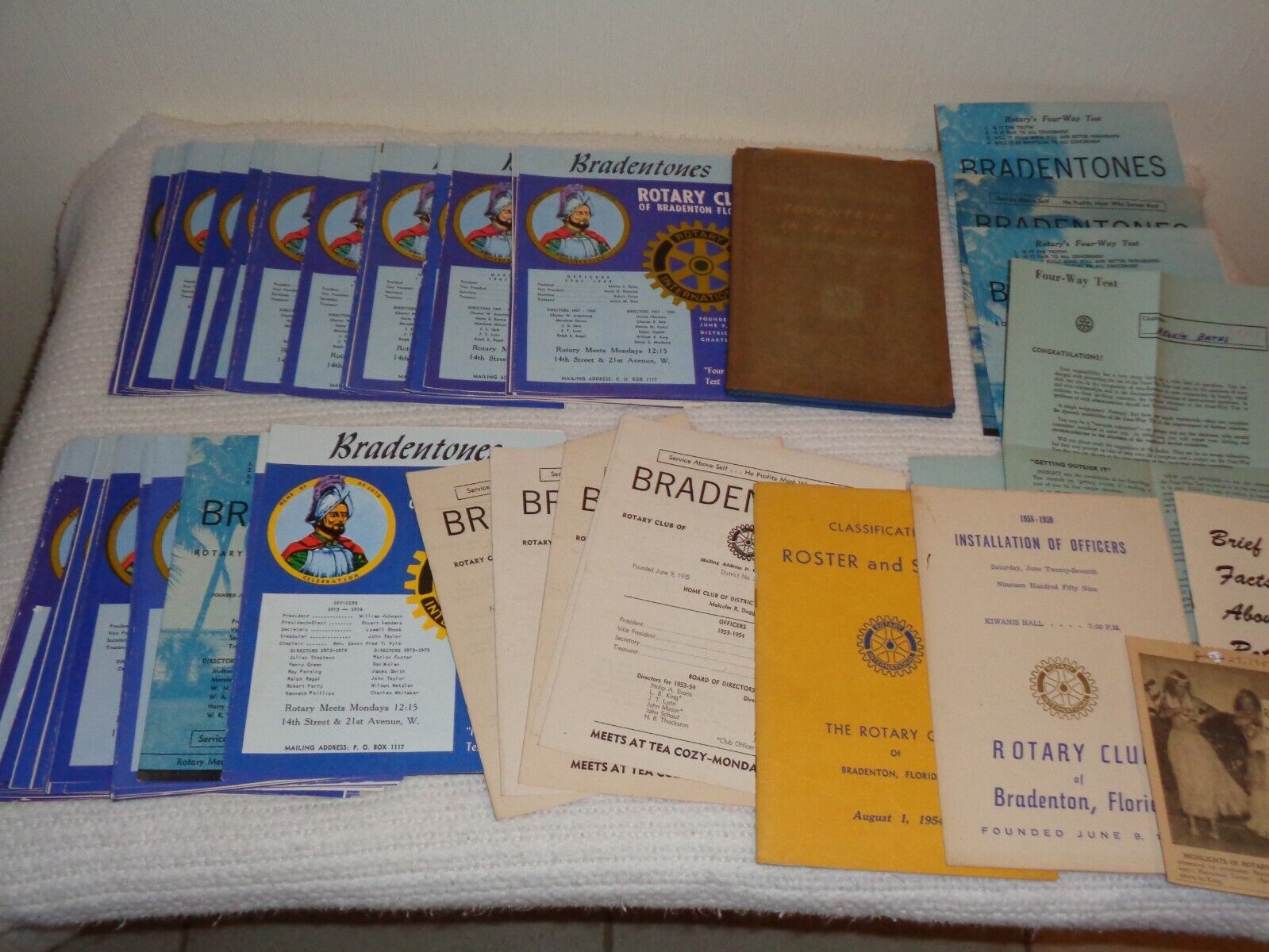 Rotary Club International VTG 1950s-\'70s Bradenton Florida Program Lot (85) ++