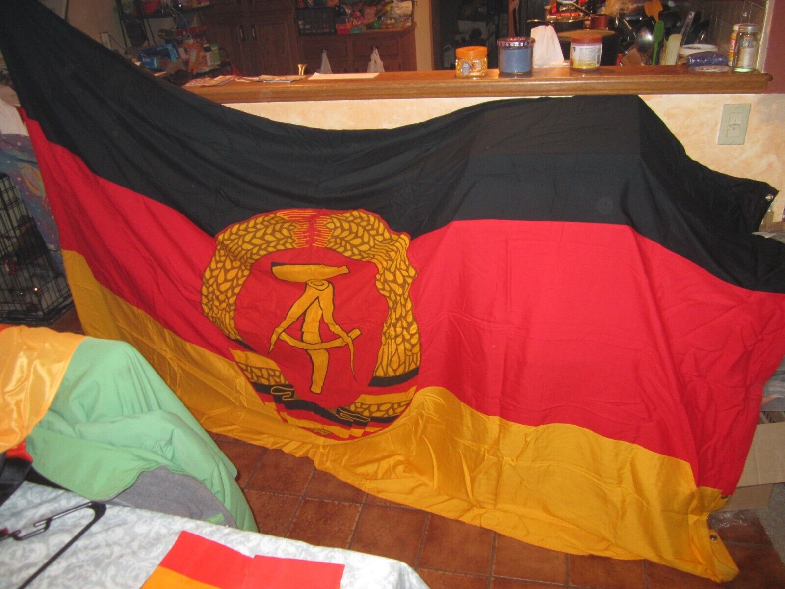 Vintage East German MADE DDR Flag 180CM X 300 CM MASSIVE FLAG STITCHED  NEW