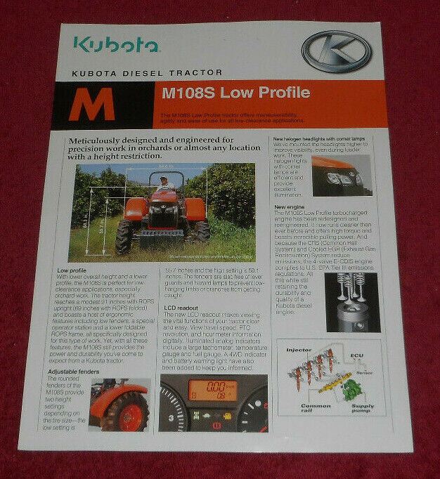 2006 Kubota M108S Low Profile Diesel Tractor Advertising Sheet