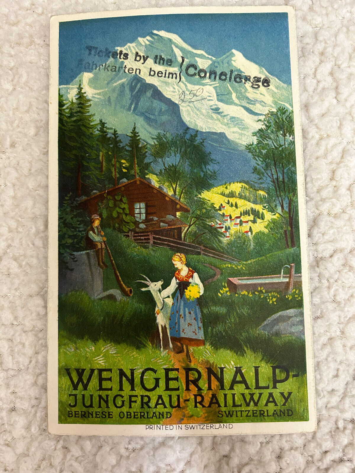 1940s Wengernalp Jungfrau Bahn Panoramic 12 Panel Brochure Swiss Alps Railway