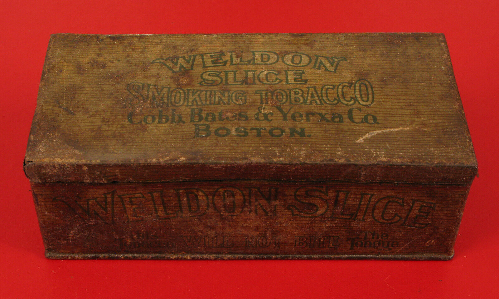 ANTIQUE WELDON SLICE SMOKING TOBACCO TIN COBB BATES YERXA BOSTON MASS RARE 
