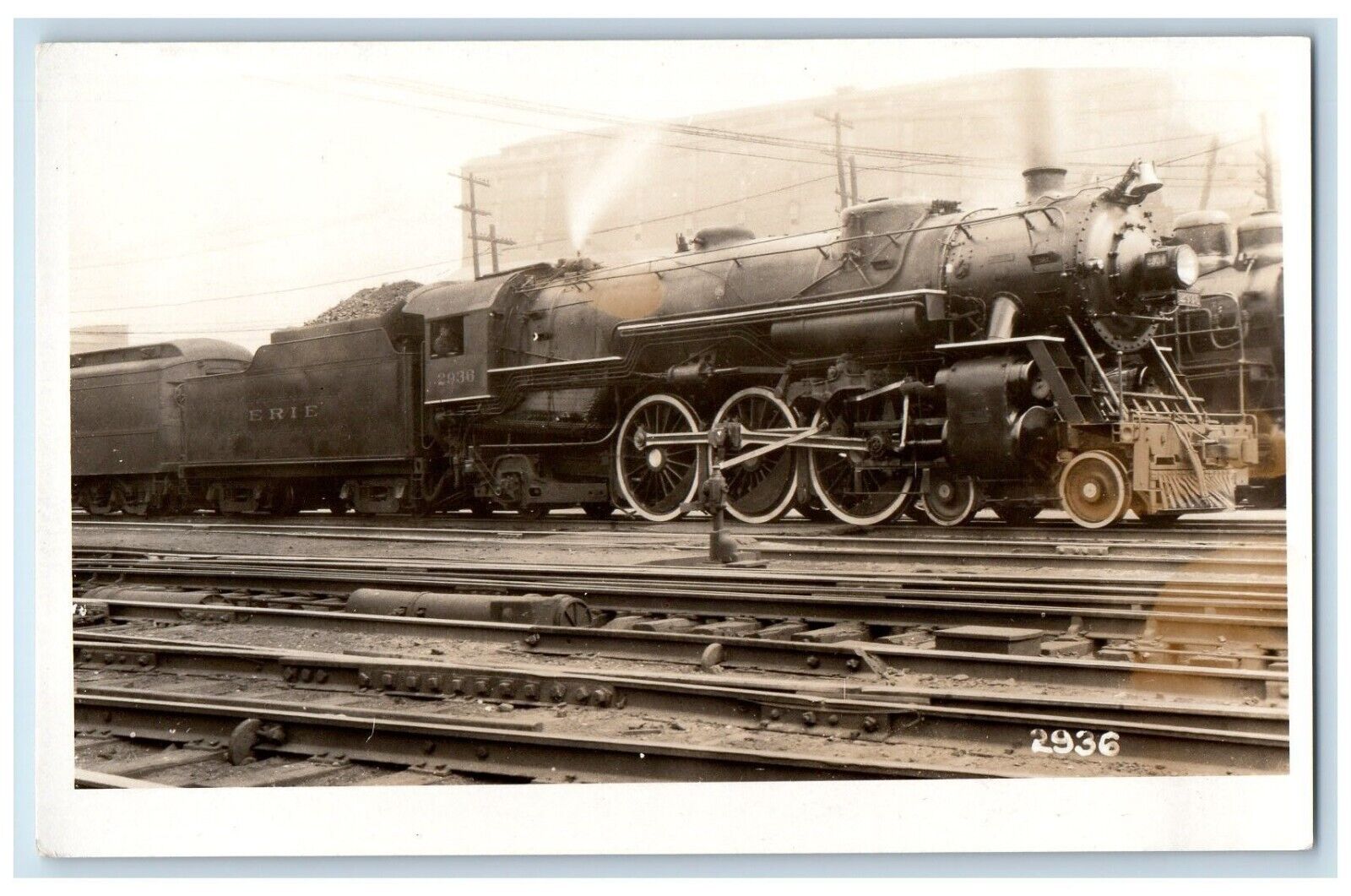 1923 Erie Locomotive Baldwin Train #2936 K-5-A Railroad RPPC Photo Postcard