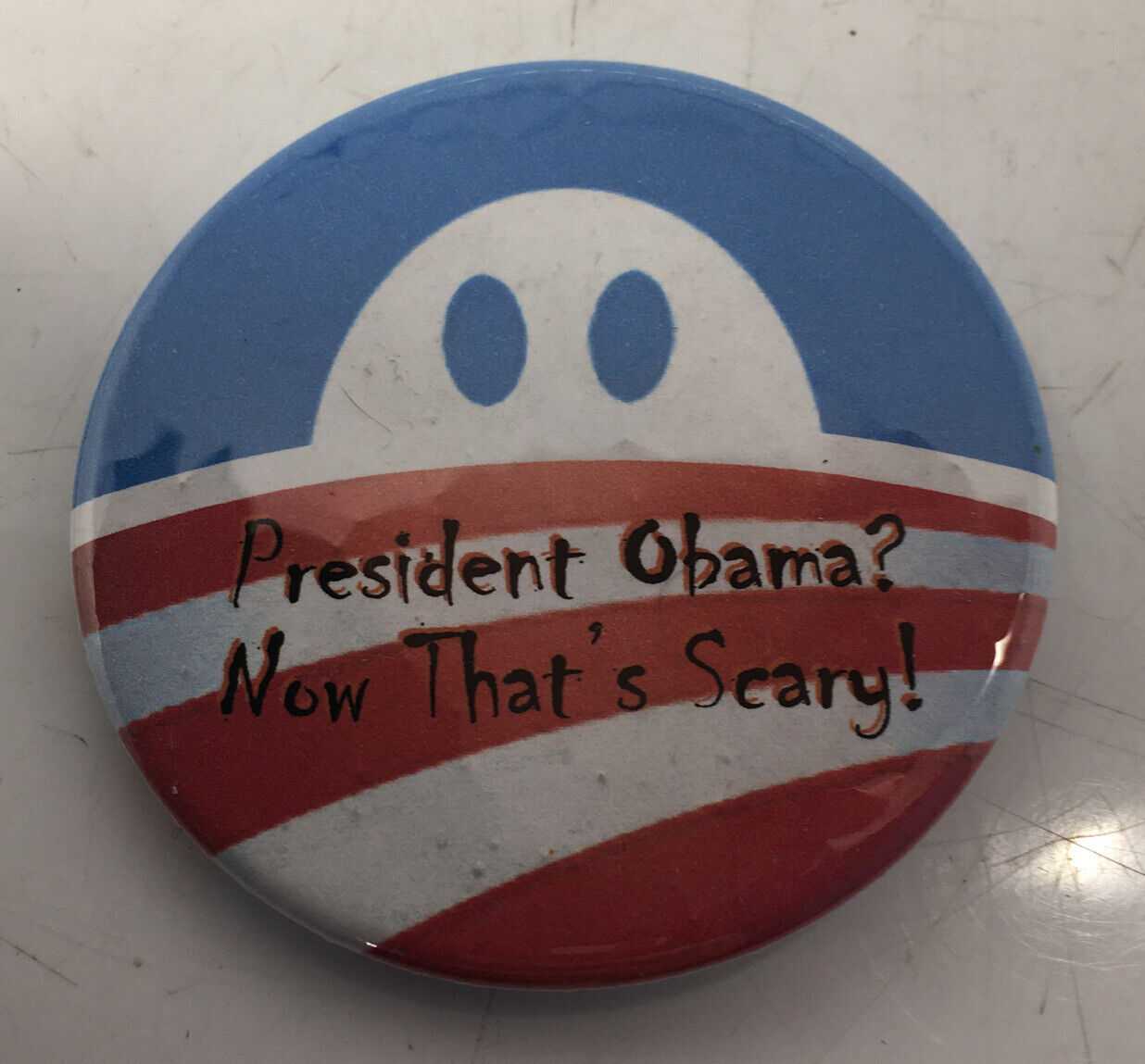 2008 barack president obama now thats scary ghost pin 2.5\