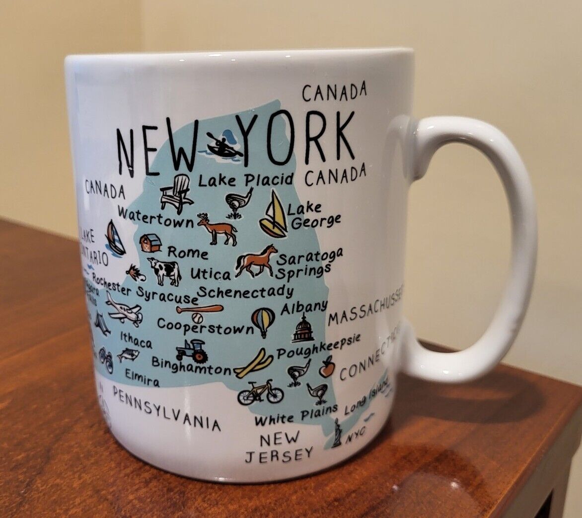 NEW YORK  Large Coffee Mug  222 FIFTH  My Place  PTS International  Map State NY