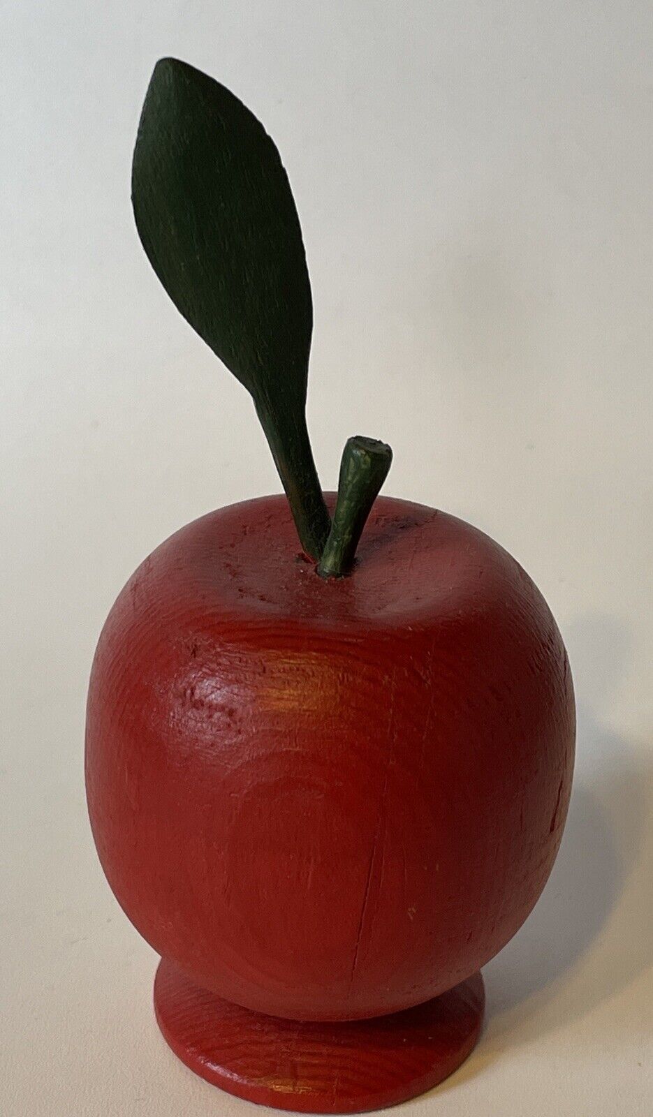 Wooden Apple Figure Red & Green 4.5” Tall