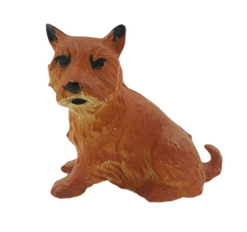 Vintage Scotty Dog Scottish Terrier Hard Plastic Figurine Brown Mini