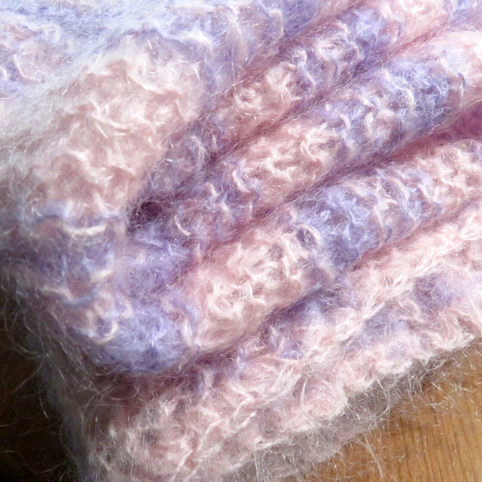 Vintage Mohair Knitted Small Blanket Excellent Condition Mauve Pink 39\