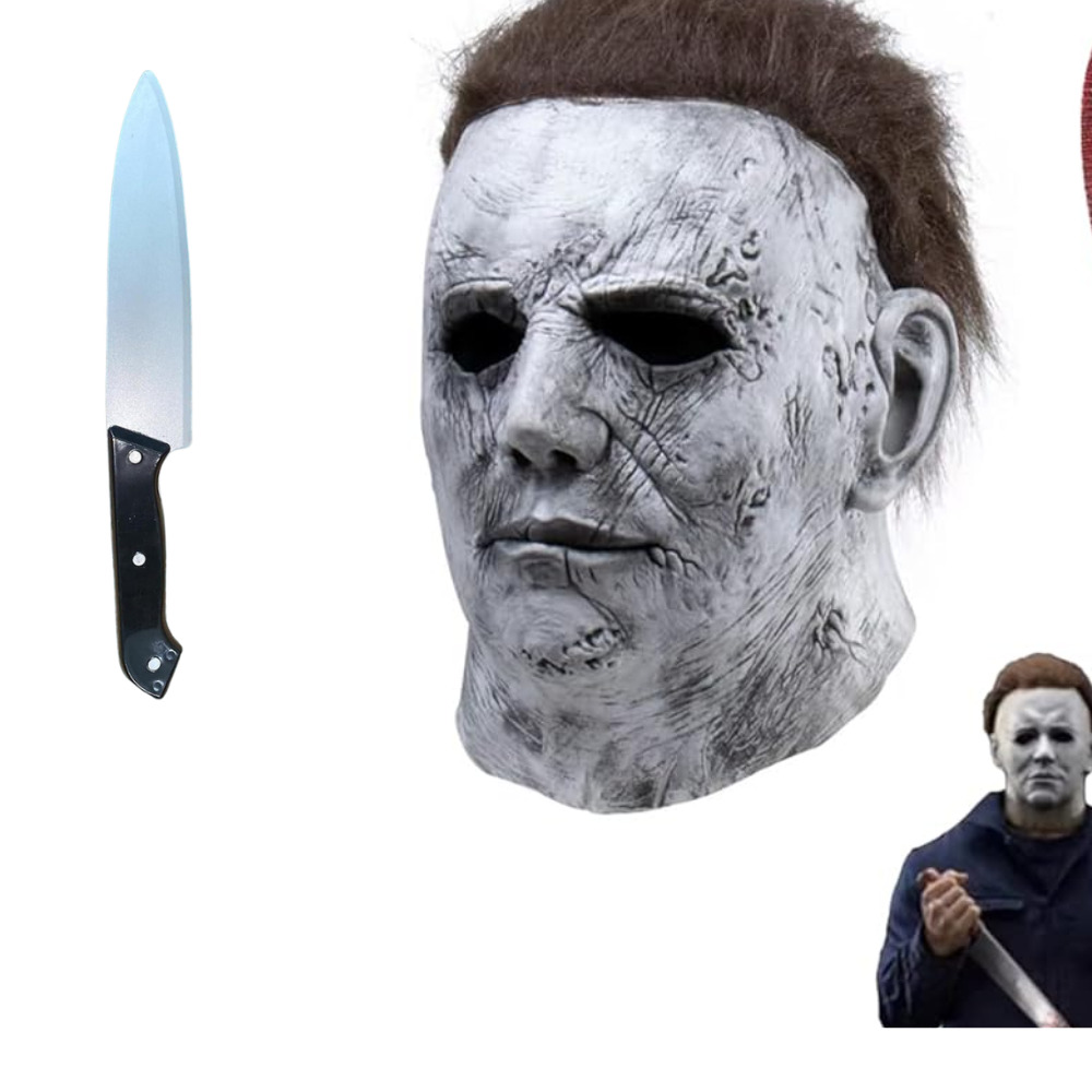 Michael Myers Mask Halloween Full Head Scary Horror Murderer Mask With Knife