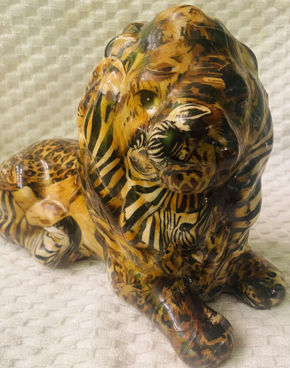 Lion Safari Figurine La Vie Patchwork Decoupage Home Decorative Lion King