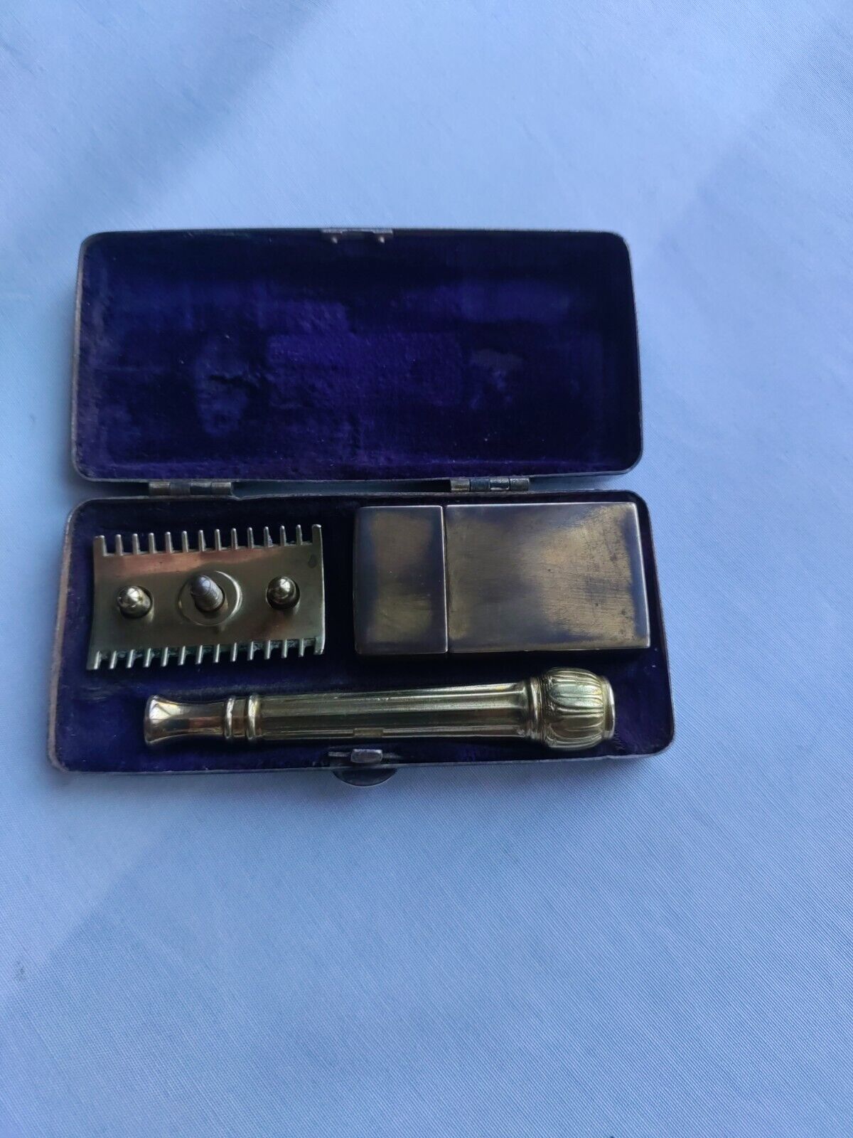 Beautiful 1916 ABC Pocket Edition Gillette Old Type Gold Tone DE Safety Razor