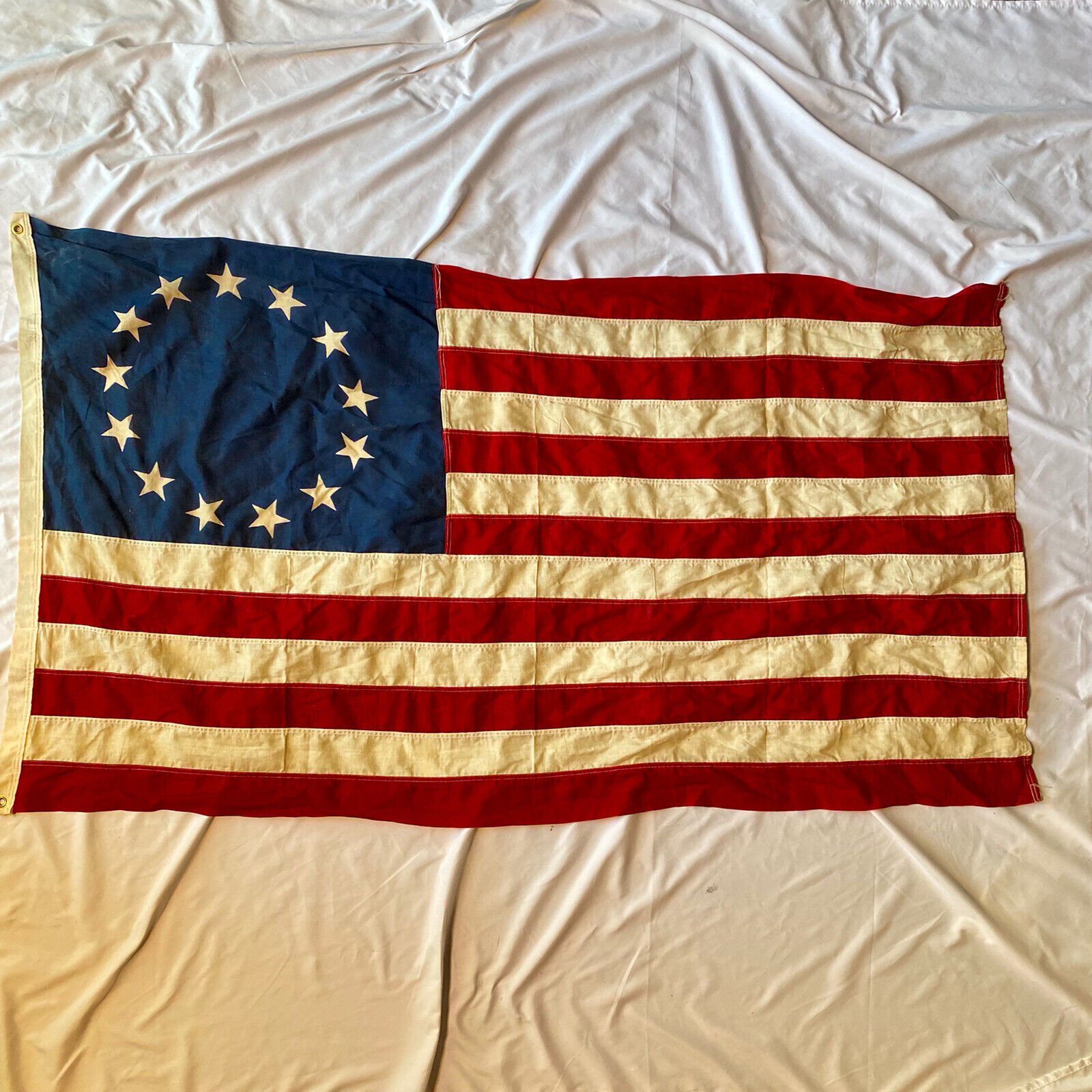 Original Antique 1930s 1940s Cotton Linen Betty Ross Flag Revolution