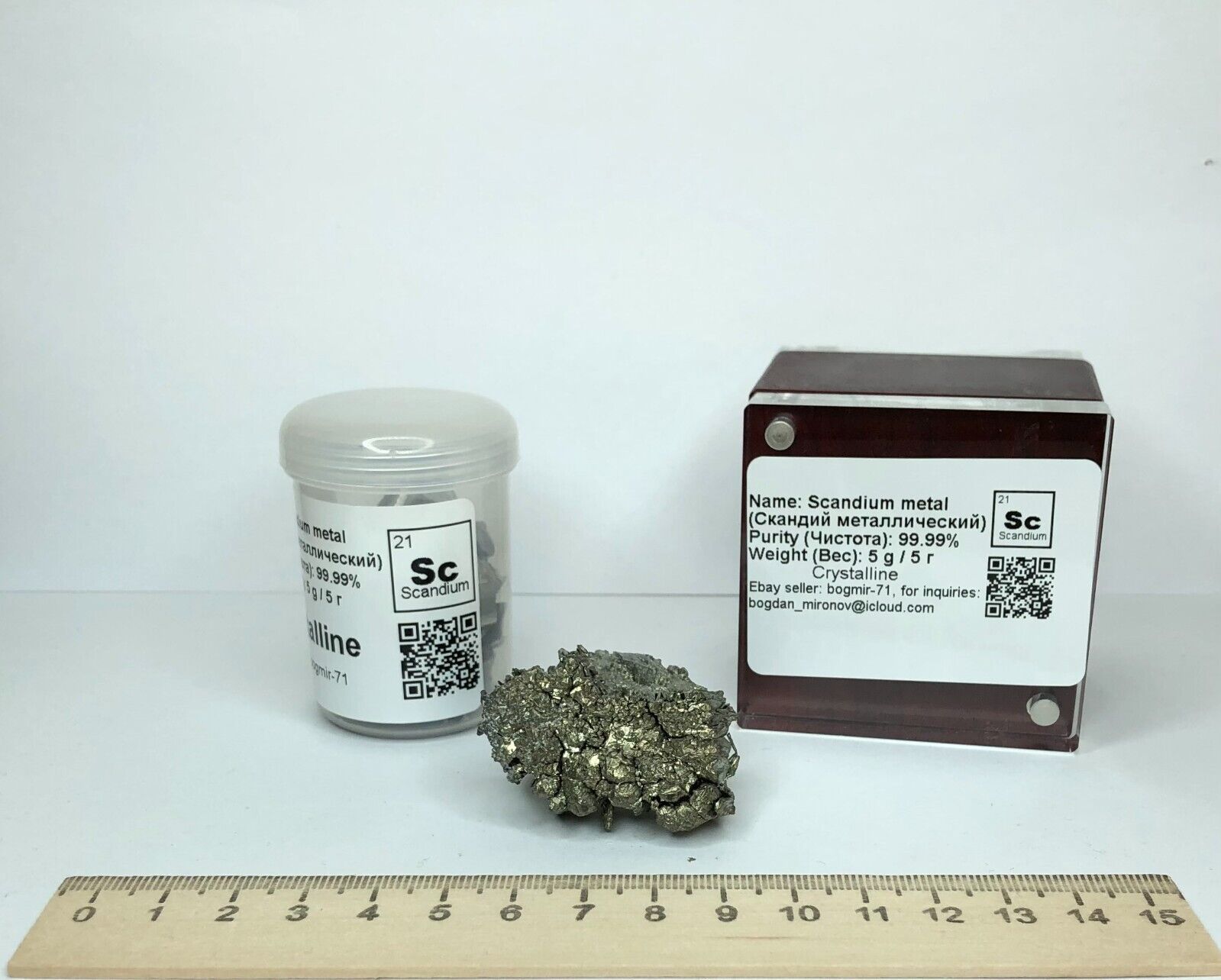 Scandium Metal 99.99% Purity Periodic Element Dendrites 5 Gram