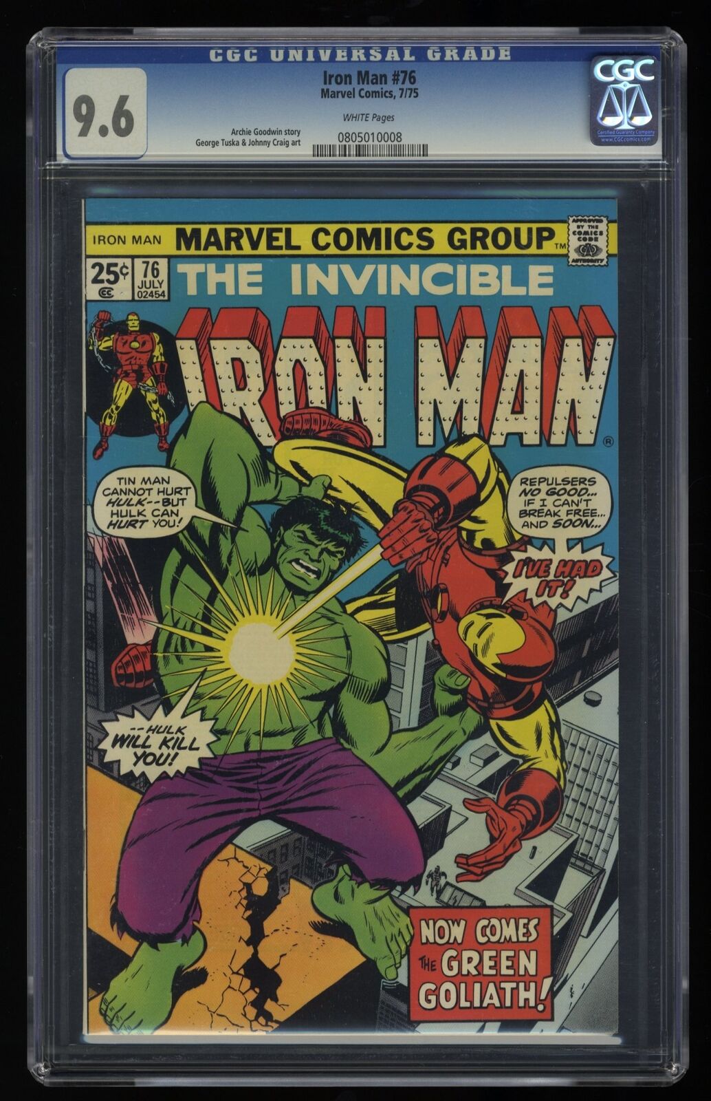 Iron Man #76 CGC NM+ 9.6 White Pages Incredible Hulk Marvel 1975