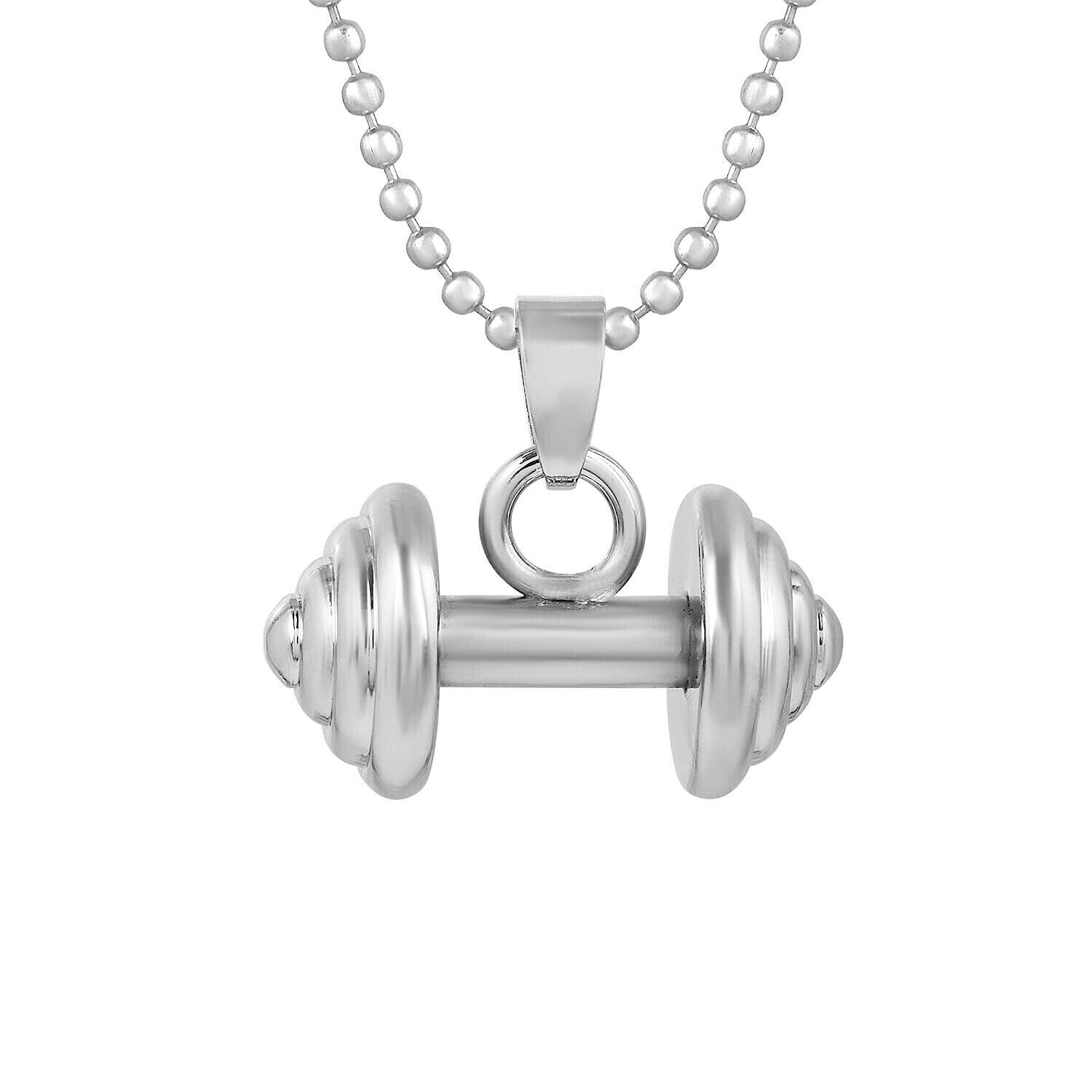 Stainless Steel Fitness Bodybuilding Barbell Dumbbell Gym Cross Workout Pendant