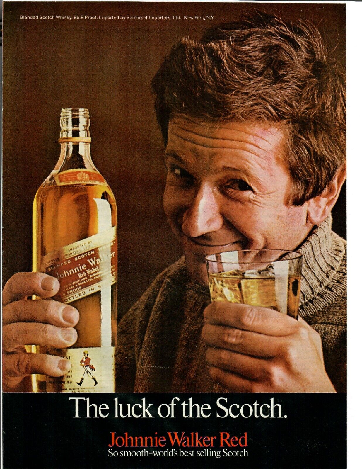 1969 Johnnie Walker Red Scotch Vintage Print Ad The Luck of The Scotch